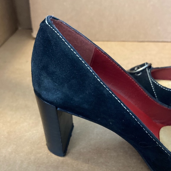 SOLD Black suede high heel shoes with a buckle on the side by Unisa - Picture 4 of 10